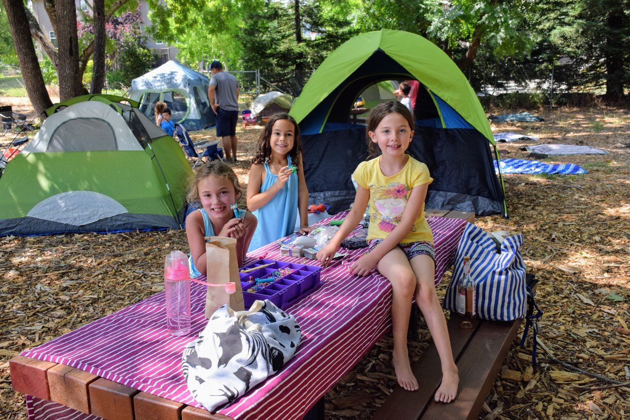 Family Campout - Girls at Table